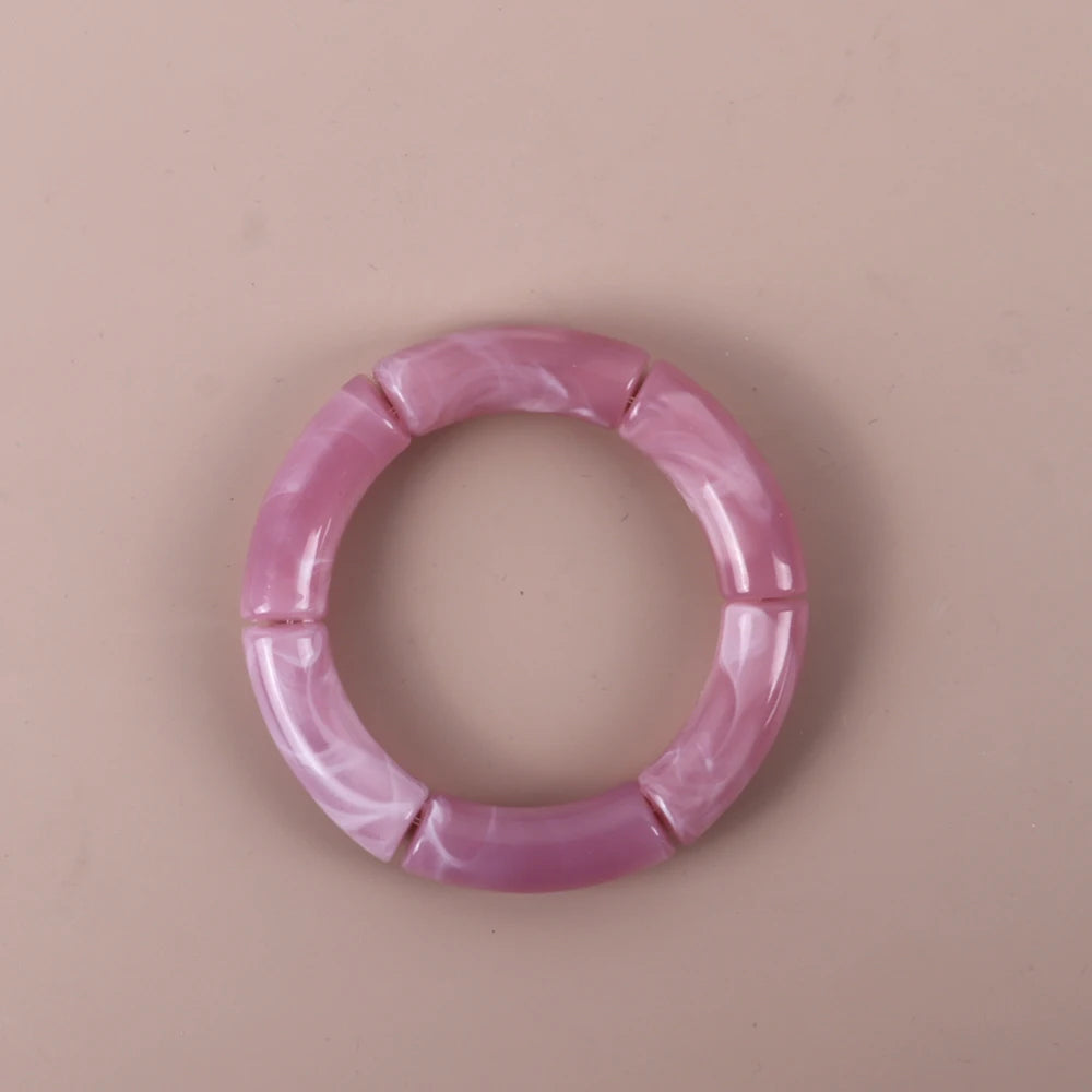 Bracelet Perles Acrylique Femme – Tube Bambou Géométrique Bohème | Cadeau Saint-Valentin