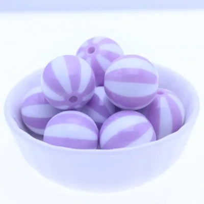 Hot Selling RENTAY RTXB20-12 20MM Multi-color Round Acrylic Gumball Print Strips Watermelon Beads DIY Jewelry Necklace