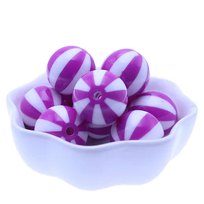 Hot Selling RENTAY RTXB20-12 20MM Multi-color Round Acrylic Gumball Print Strips Watermelon Beads DIY Jewelry Necklace