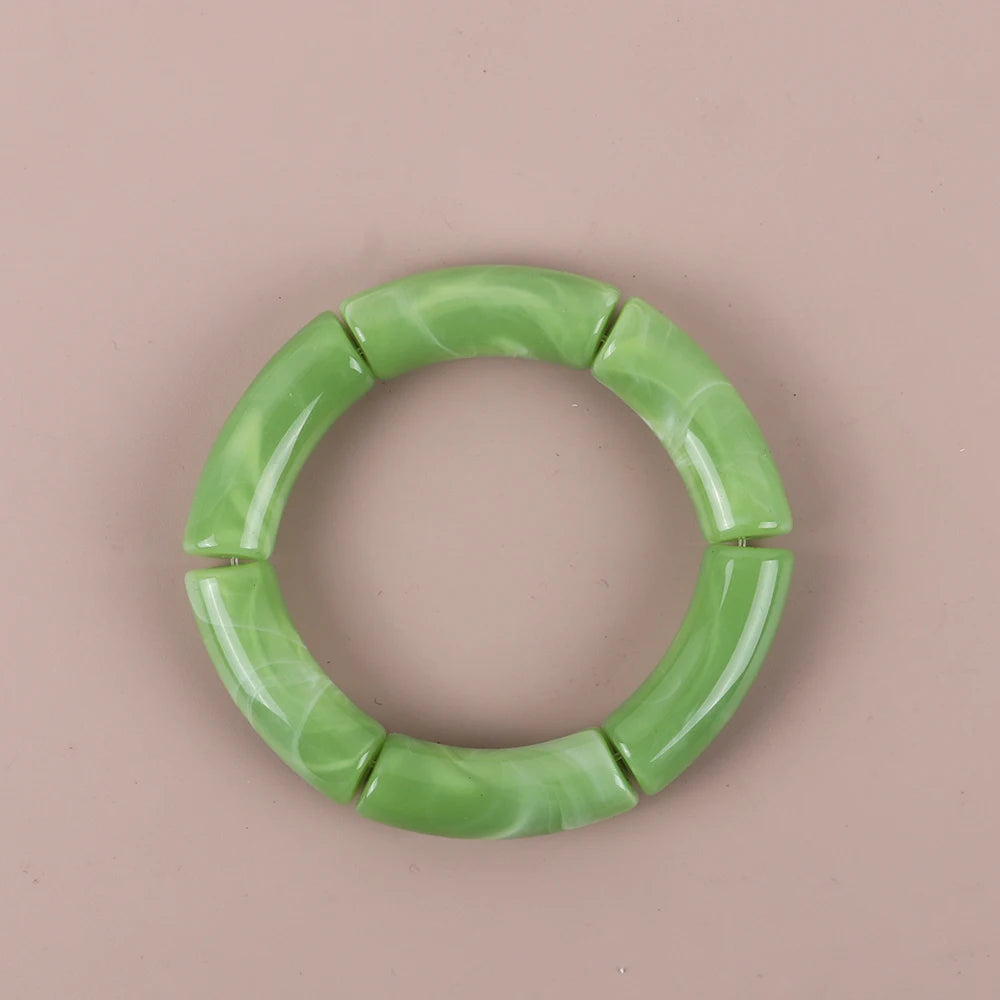 Bracelet Perles Acrylique Femme – Tube Bambou Géométrique Bohème | Cadeau Saint-Valentin