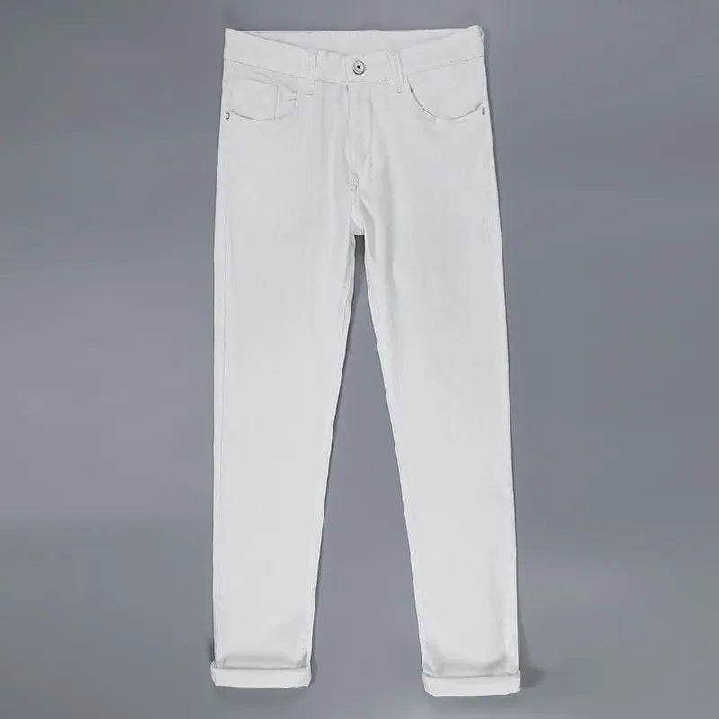 Jean Blanc Homme Coupe Droite Slim – Multi-Lavages Classique Casual | Tailles 28-40