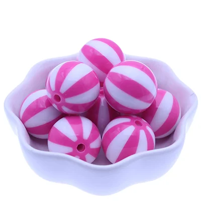 Hot Selling RENTAY RTXB20-12 20MM Multi-color Round Acrylic Gumball Print Strips Watermelon Beads DIY Jewelry Necklace