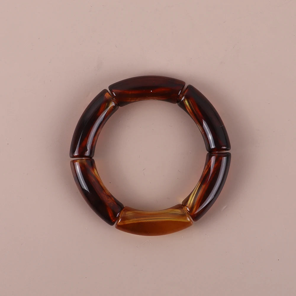 Bracelet Perles Acrylique Femme – Tube Bambou Géométrique Bohème | Cadeau Saint-Valentin