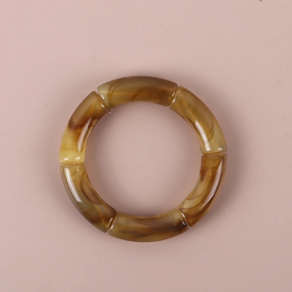 Bracelet Perles Acrylique Femme – Tube Bambou Géométrique Bohème | Cadeau Saint-Valentin