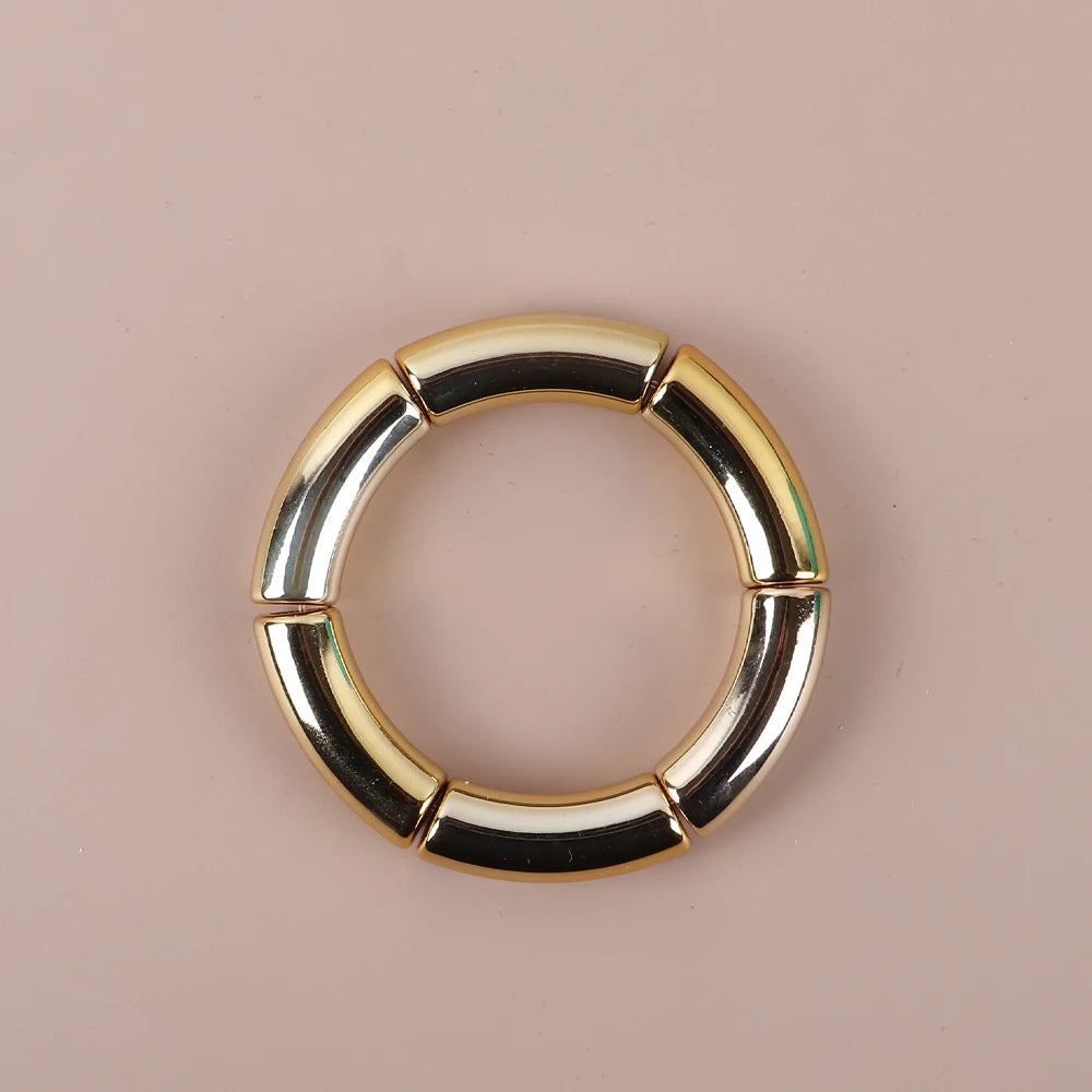 Bracelet Perles Acrylique Femme – Tube Bambou Géométrique Bohème | Cadeau Saint-Valentin
