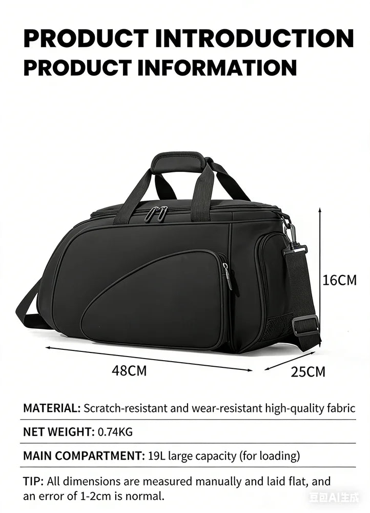 Table Tennis Bag with Large Capacity, Independent Shoe Compartment, Dry and Wet Separation Sports Training Crossbody Travel Bag