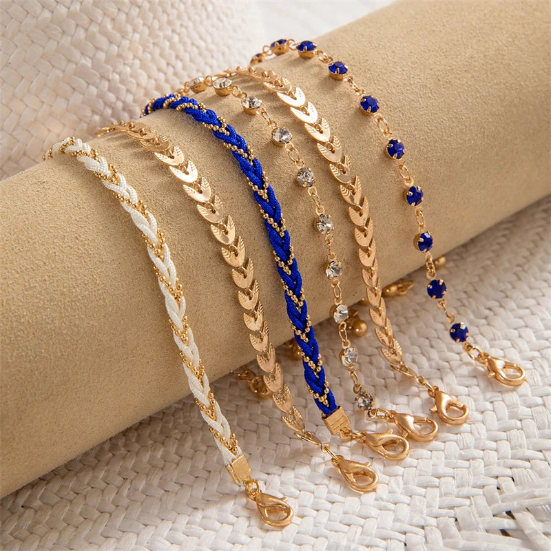 Lot de 4 Bracelets Bohème Coquillage Femme – Perles Zircon Colorées & Chaîne Métal, Bijoux Plage Été