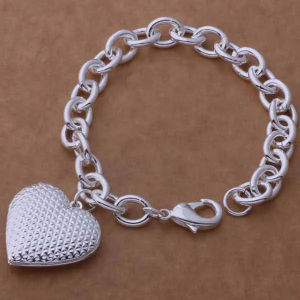 Bracelet Charm en Argent Sterling 925 – Chaîne Perlée Romantique pour Femme