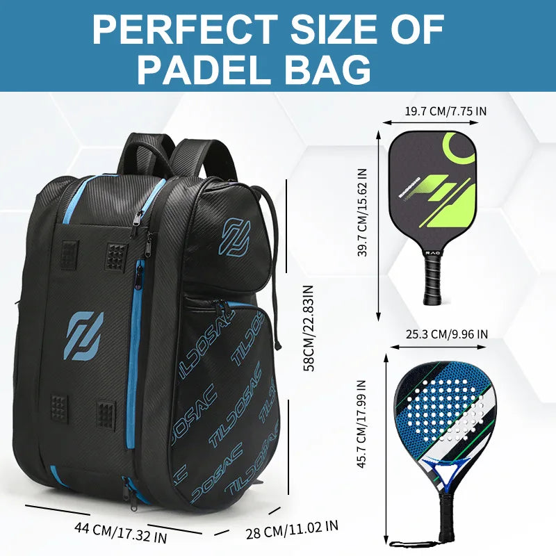Detachable Pickleball Padel Bag Men Women Insulated Shoes Compartment Pickleball Paddles Racket Backpack Outdoor Gym Sport Bags