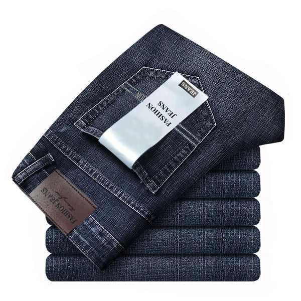Jean Homme Droit Stretch – Style Business Casual Bleu & Noir