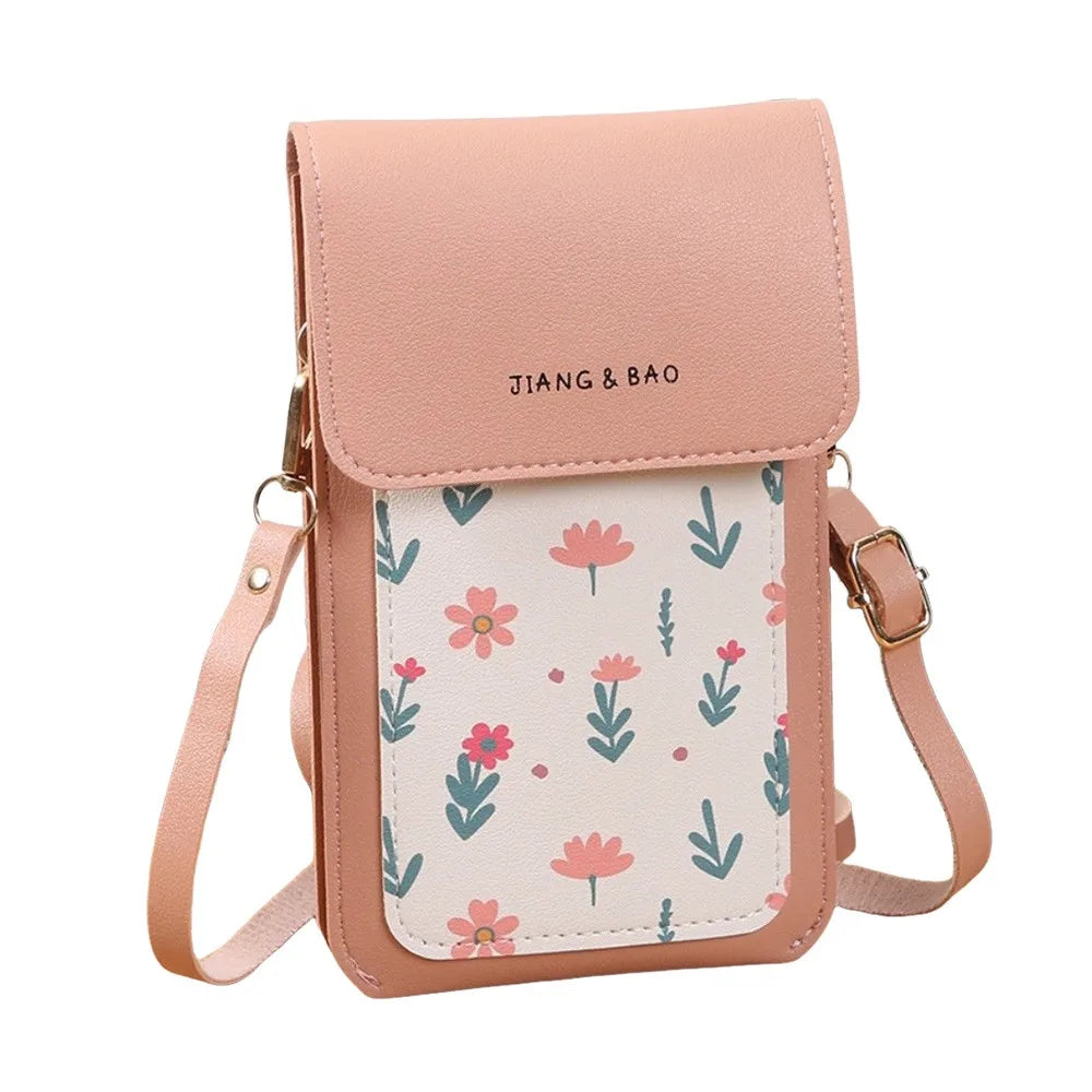 PU Leather Touch Screen Phone Bag Zipper Flap Wallet Crossbody Bags Large Capacity Multifunctional Shoulder Bag For Women