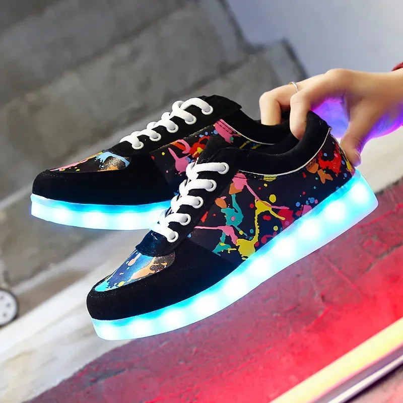 Baskets LED Lumineuses – Chaussures à Lacets Recharge USB Unisexe | Semelle Lumineuse