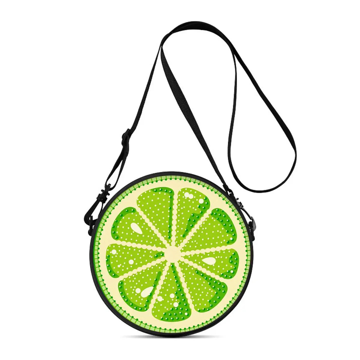 Watermelon Cherry Round Shoulder Bag Fruit Messenger Bag Daily Adjustable Strap Crossbody Bag for Woman Best Gifts 2D Flat