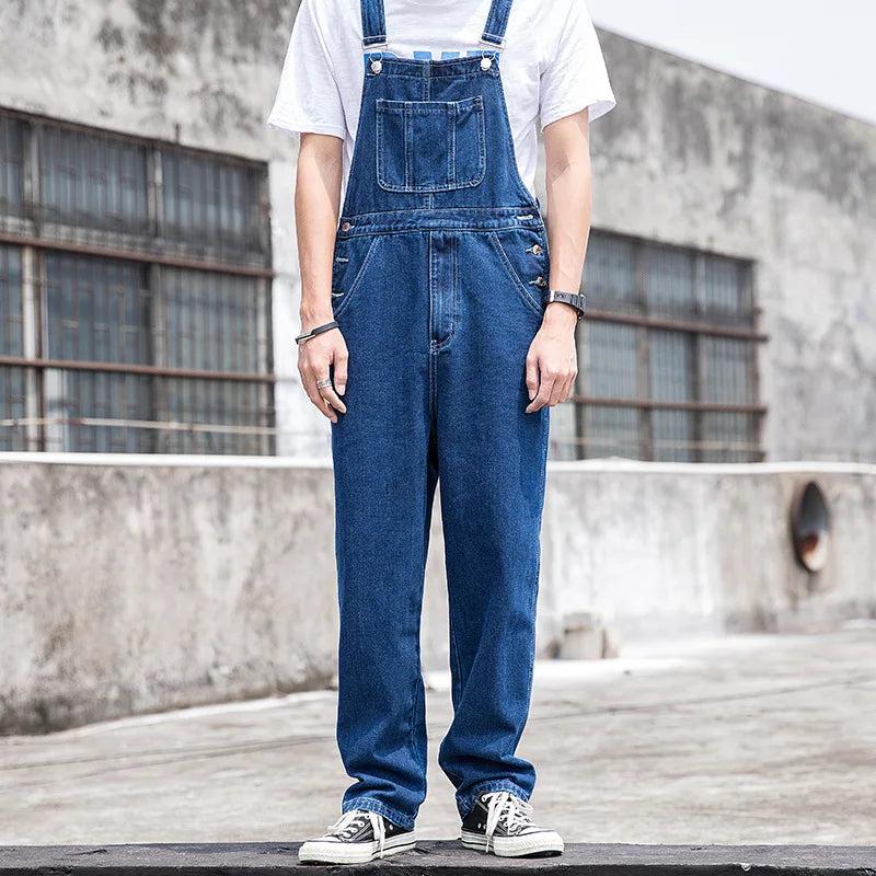 Salopette Jean Homme Large – Bretelles Larges Multi-Poches Style Casual | Tailles S-XXXL