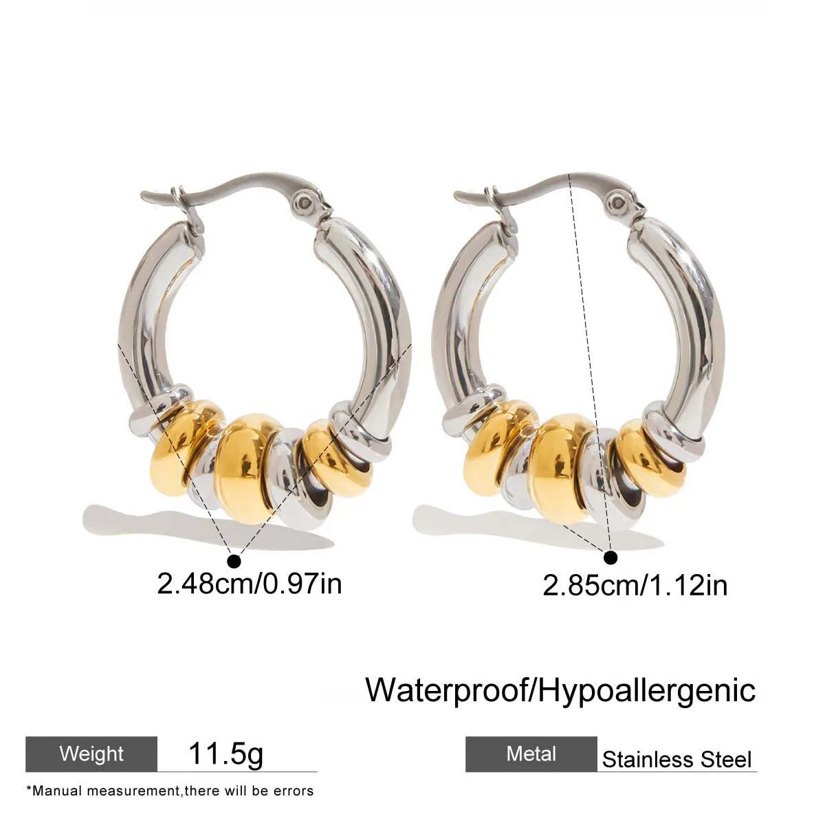 Boucles d'Oreilles Huggie Vintage Cercle – Acier Inoxydable Plaqué Or 18K, Hypoallergéniques, Style Minimaliste