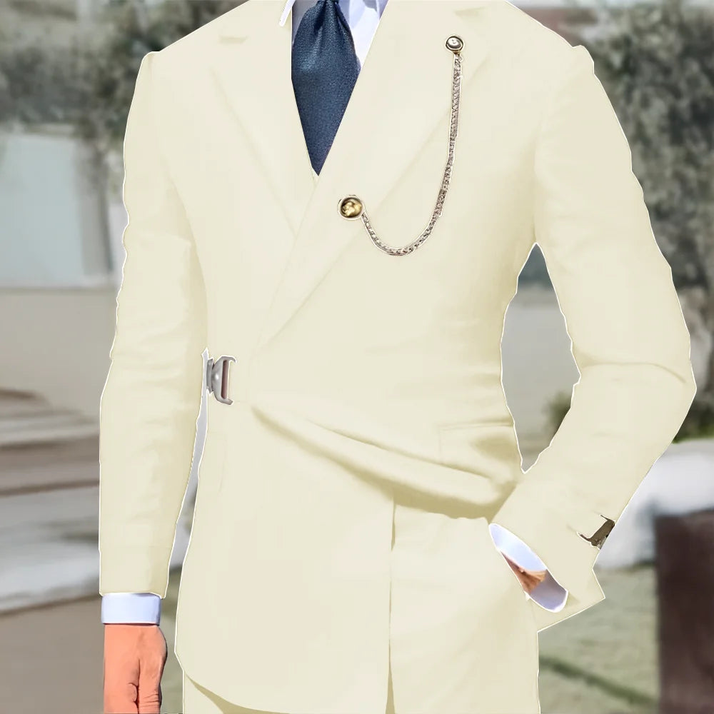 New Men's Suit 2-piece Business Formal Blazer Double-breasted Design Groom Tuxedo for Wedding XS-5XL Outfit
