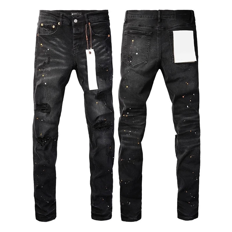 Jean homme graffiti à effet éclaboussures – style streetwear