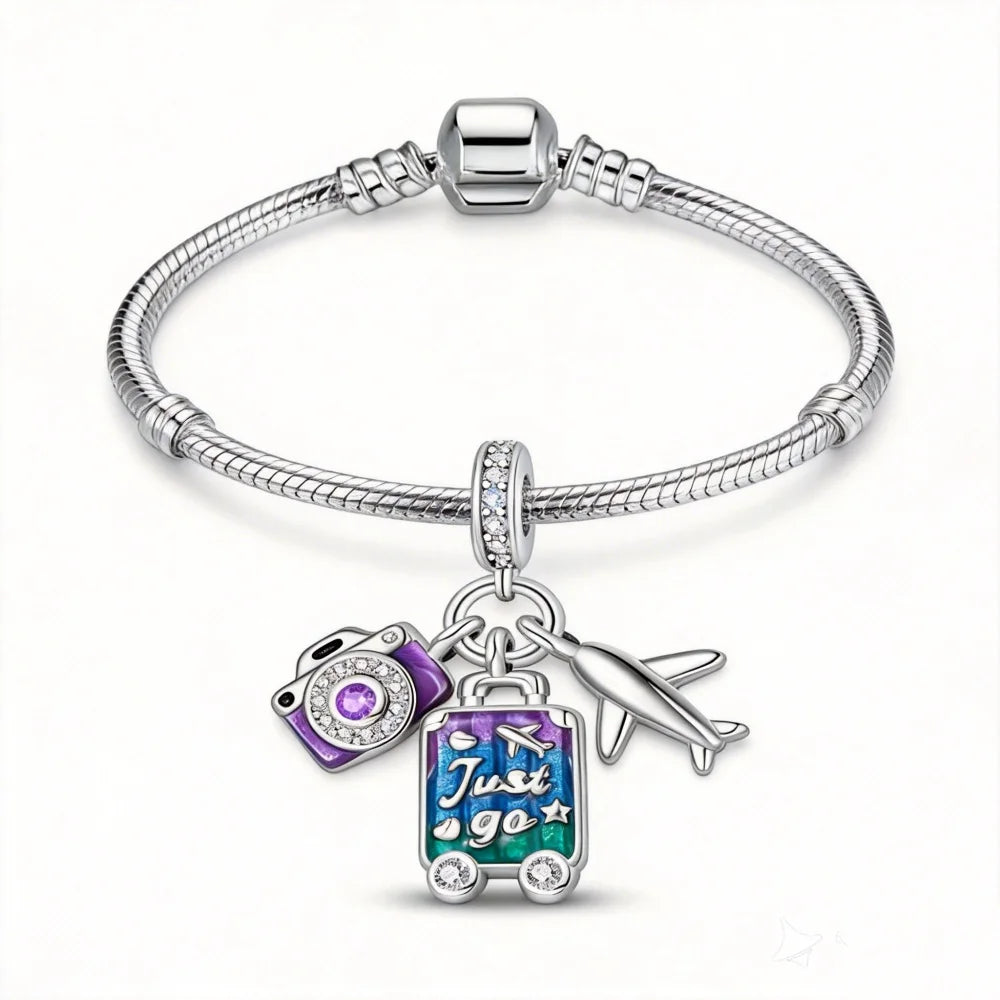 Fmrose Bracelet Charm Fait Main en Argent 925 – Chaîne Serpent Douce, Cadeau Femme