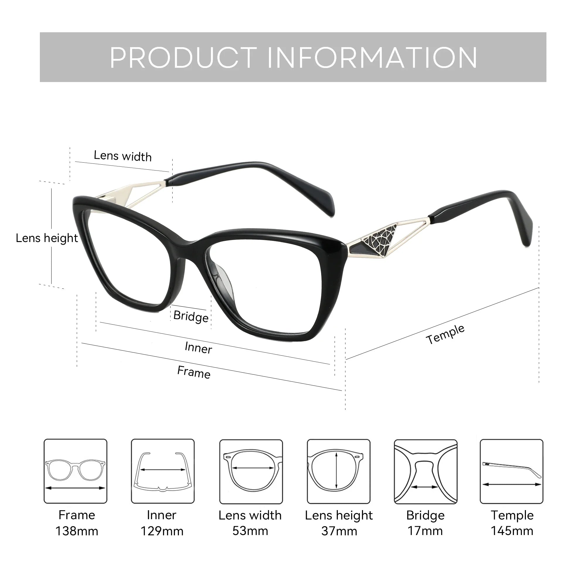 Montures Optiques ZENOTTIC Œil-de-Chat en Acétate – Style Fashion Femme MG6592