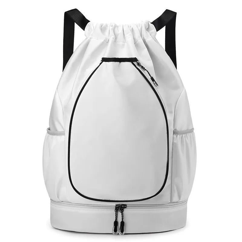 Lightweight Badminton Tennis Racket Backpack Holds 2 Rackets Drawstring Sports Bag Large Capacity With Shoes Compartment Bags