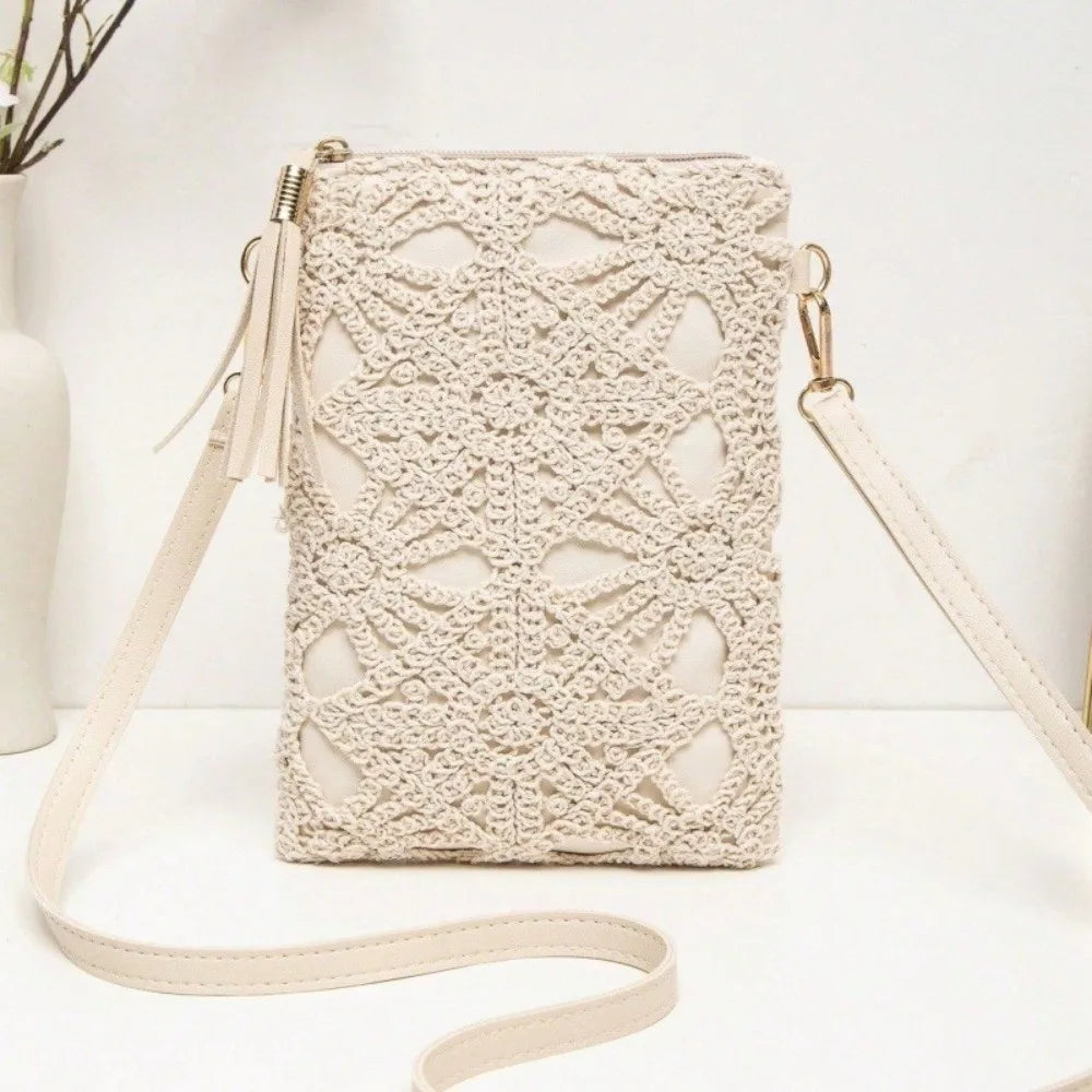 Fashion Woven Print Women Crossbody Bag Lightweight Multicolor Cell Phone Bag Elegant Shoulder Bag Mom Gift