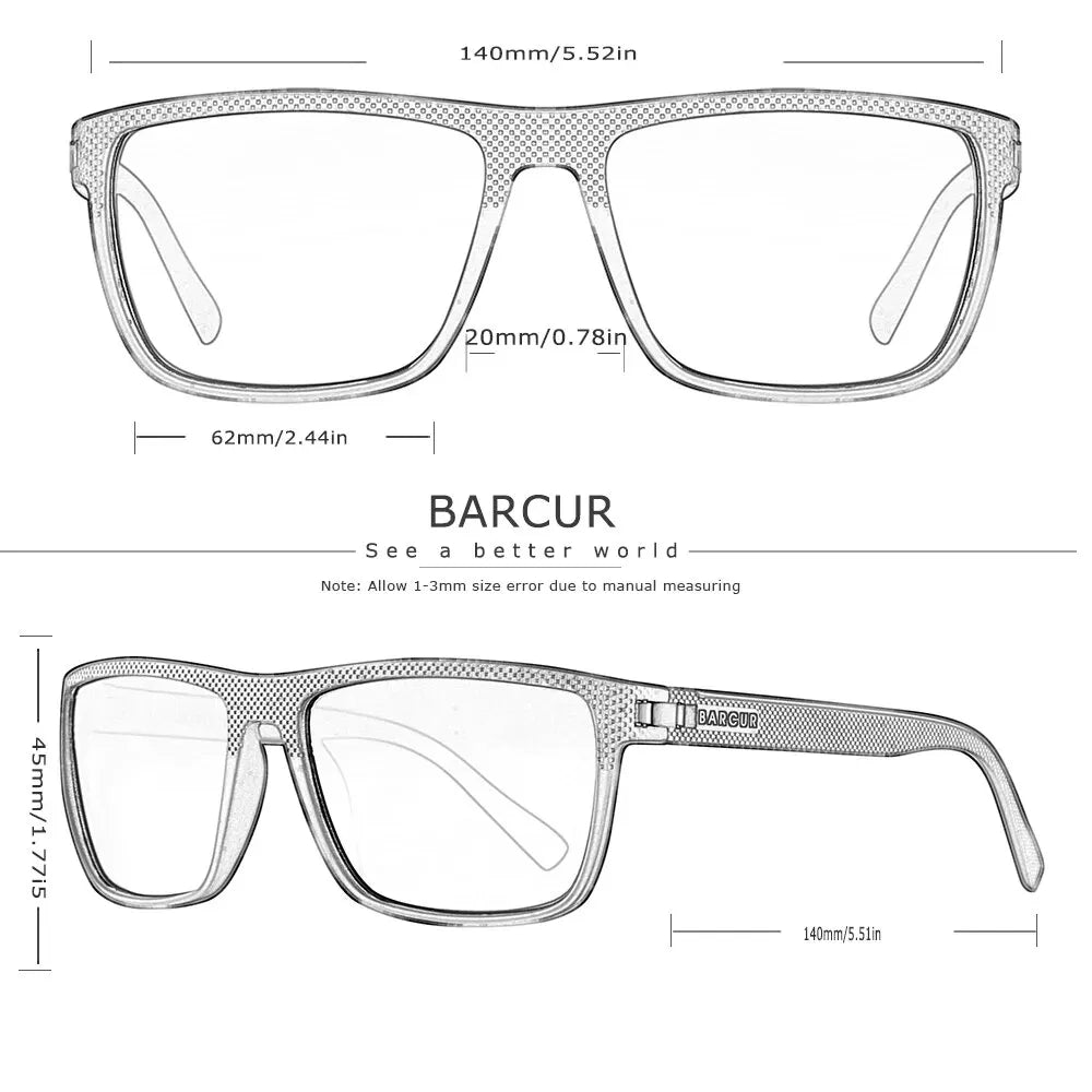 Lunettes de Soleil BARCUR TR90 Polarisées — Ultra-Légères, Sport & Casual, UV400