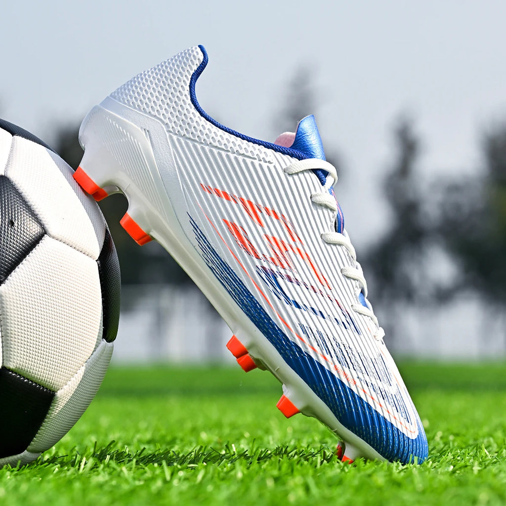 Chaussures de Football AG/FG – Tige PU, Crampons TPU Longs, Anti-dérapantes | Unisexe