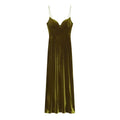 Robe Longue Velours Vert Bouteille – Dos Nu, Bretelles, Coupe A-Line Élégante