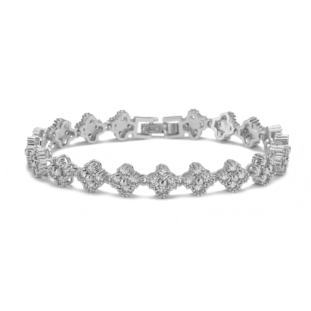 Bracelet Femme Fleur Porte-Bonheur Zircon – Style Chic & Élégant