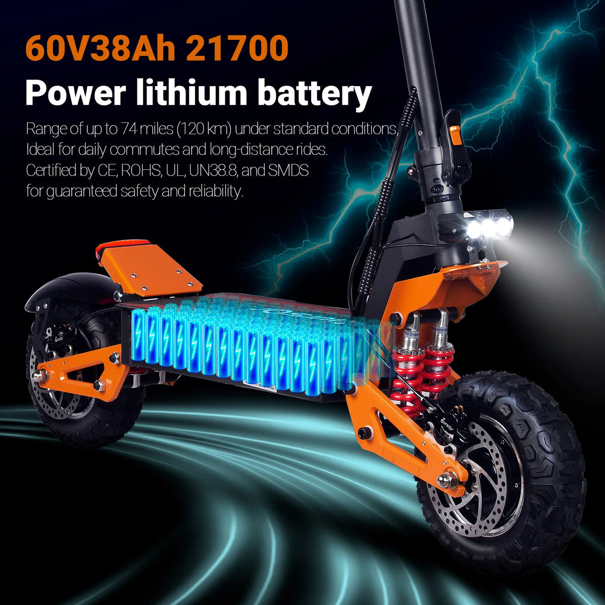 Trottinette Électrique TOURSOR X5 11" – Double Moteur 6000W, 85 km/h, 120 km d'Autonomie, Tout-Terrain Pliable