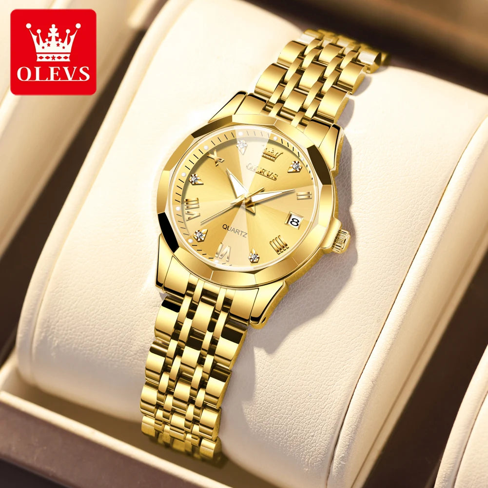 OLEVS 9931 Montre Femme Luxe – Quartz, Miroir Losange, Acier Inoxydable, Diamants, Étanche 3 Bar