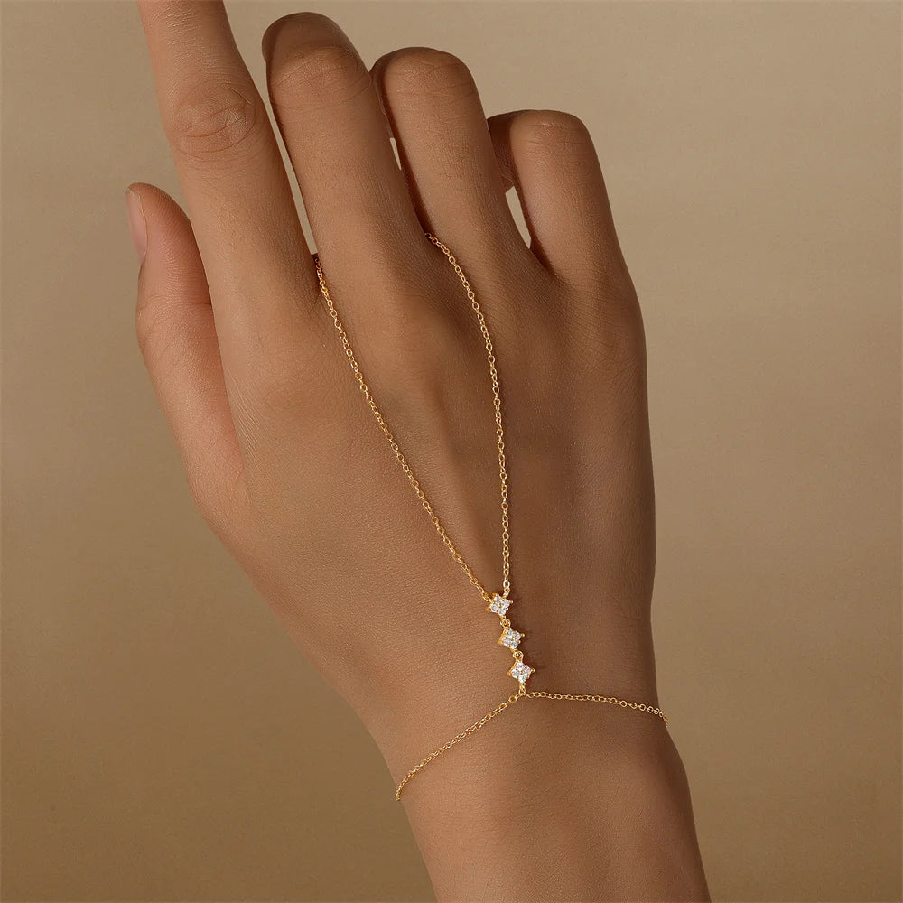 Bracelet Charme Femme en Argent 925 – Zircon Œil de Cheval & Chaîne Anneau | Or & Argent