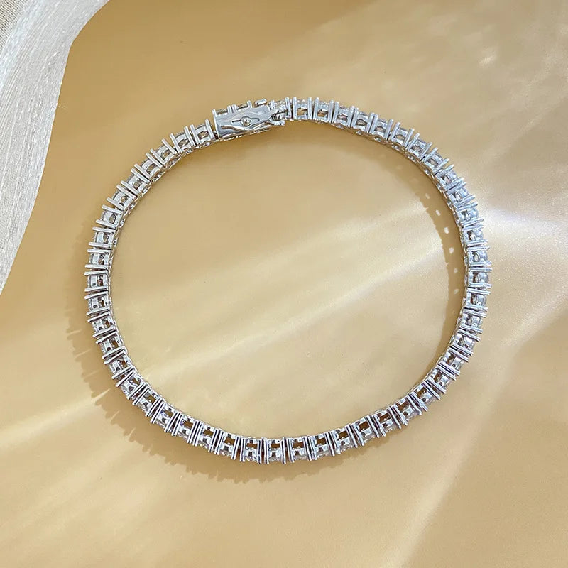 Bracelet Moissanite en Argent Sterling 925 – Diamant D VVS1 avec Certificat GRA
