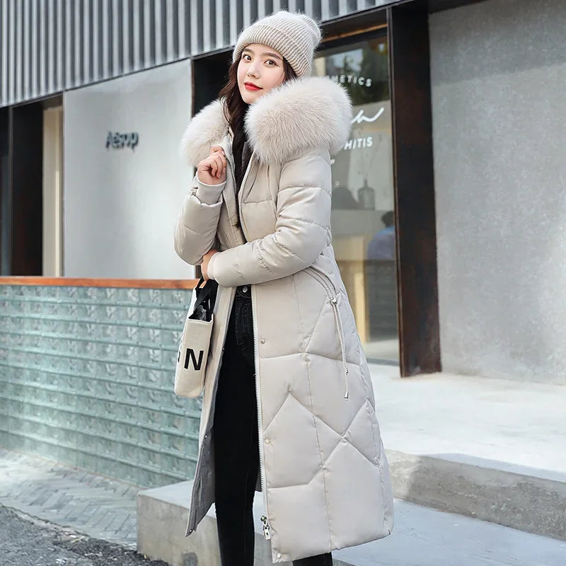 Parka d'Hiver Mi-Longue Femme – Manteau Matelassé à Capuche Col Fourrure, Chaud & Élégant
