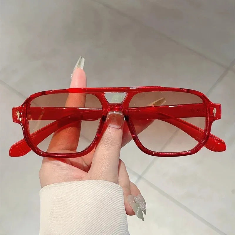 Lunettes de Soleil Vintage Double Pont Carrées UV400 – Femme & Homme