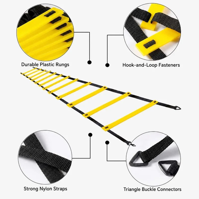 Agility Ladder Speed Training Equipment Football Training Adjustable Nylon Strap Jumping Ladder Fitness Soccer Athletes