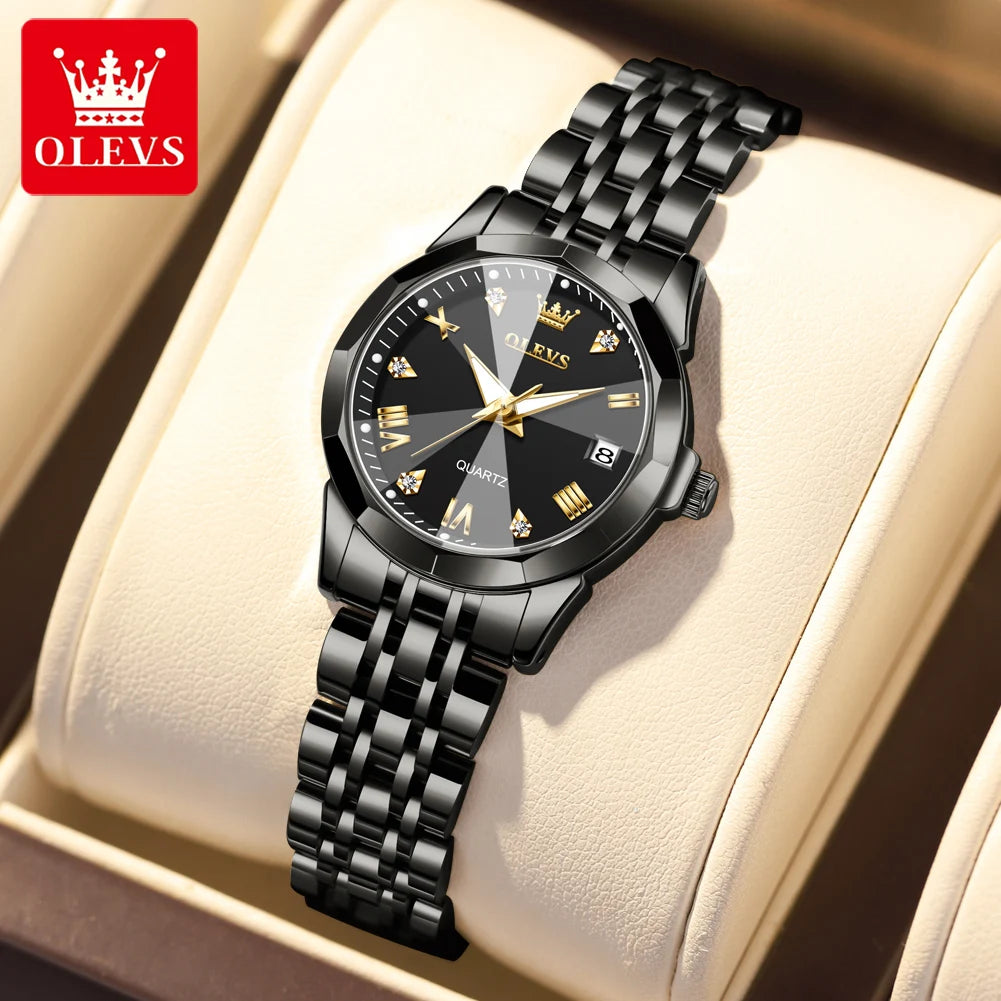 OLEVS 9931 Montre Femme Luxe – Quartz, Miroir Losange, Acier Inoxydable, Diamants, Étanche 3 Bar