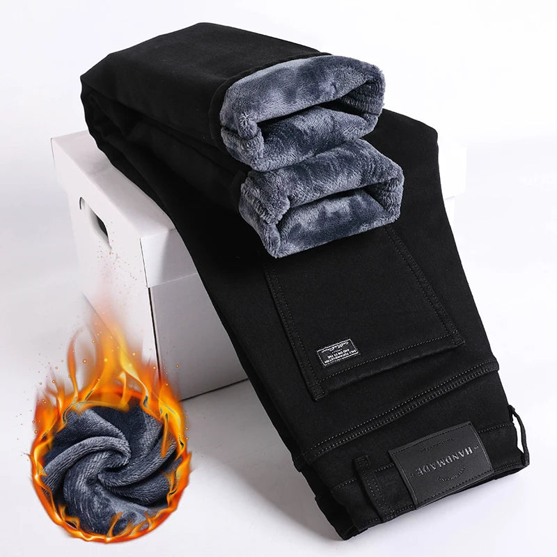 Jean Molletonné Homme Hiver – Coupe Droite Slim Chaud Polaire | 3 Coloris | Tailles 28-38