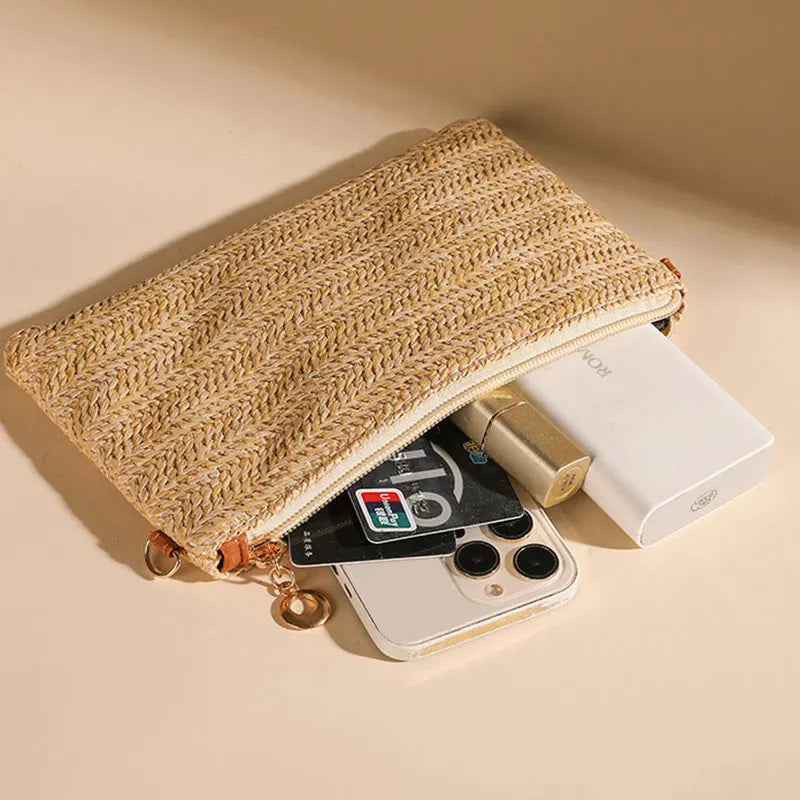 Summer Casual Chain Strap Crossbody Bags For Daily Used, Simple Design Straw Shoulder Bag For Women, Ladies Handbags Day Clutch