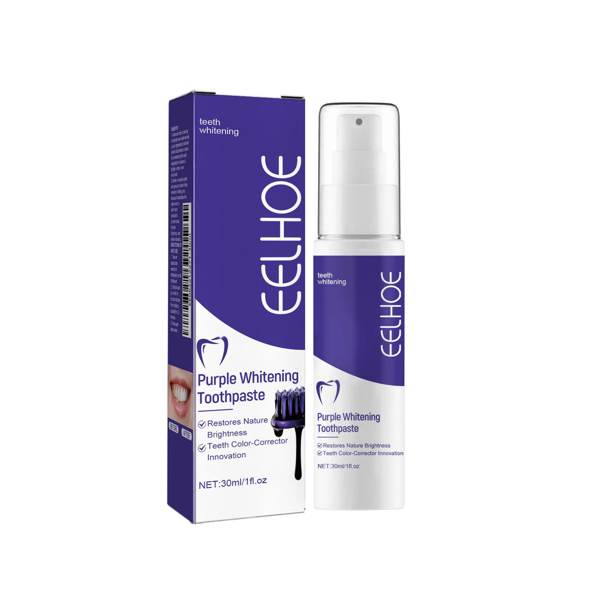 Purple Whitening Toothpaste Removes Plaque Stains Yellow Cleaning Oral Hygiene Color Corrector Tooth Bleaching Agents Toothpaste