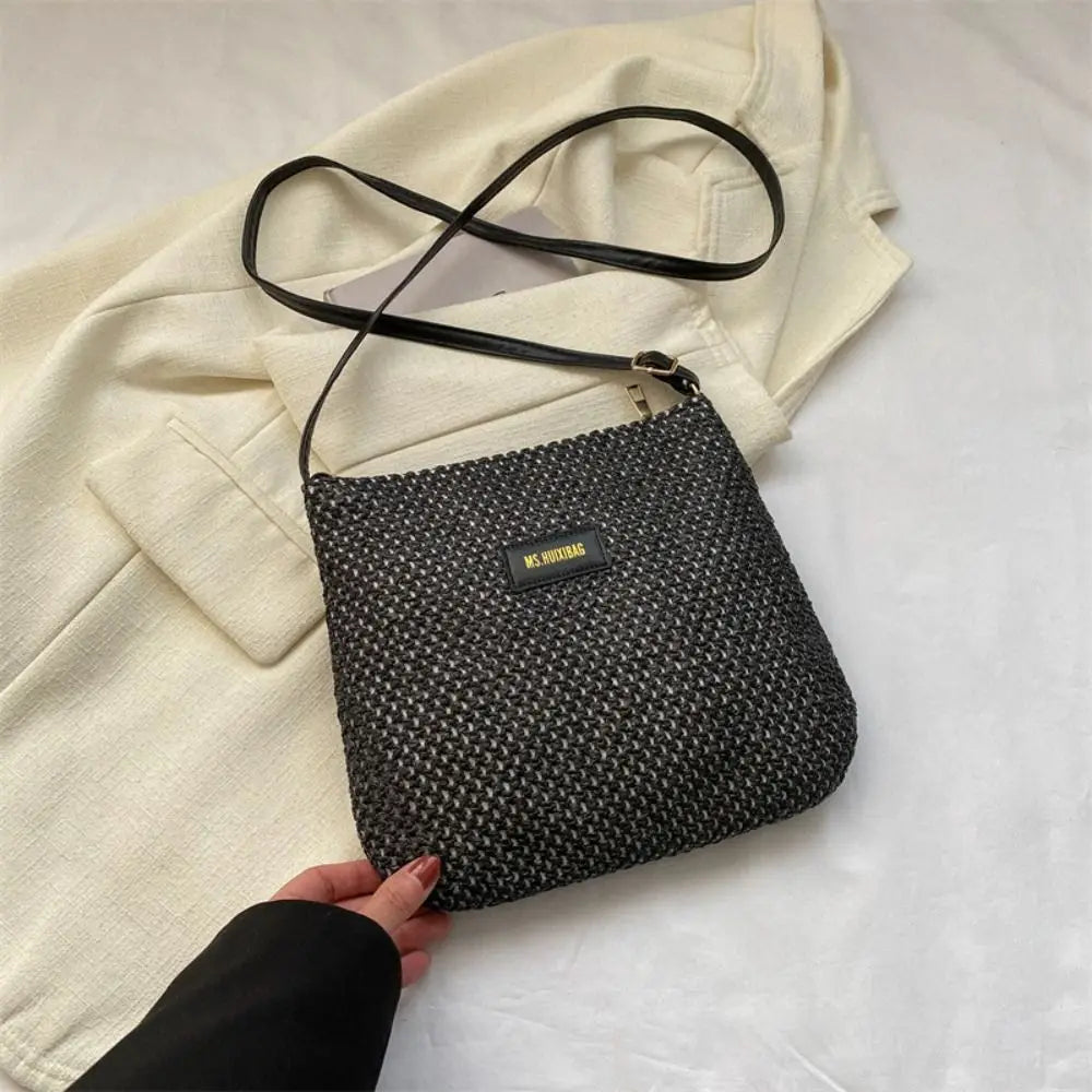 Ladies Fashion Summer Straw Crossbody Bag Women Beach Holiday Shopping Woven Shoulder Handbag Messenger Purses for Women Bags