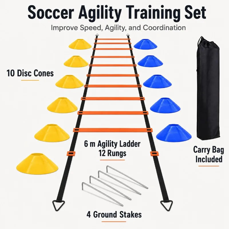 Agility Ladder Speed Training Equipment Football Training Adjustable Nylon Strap Jumping Ladder Fitness Soccer Athletes