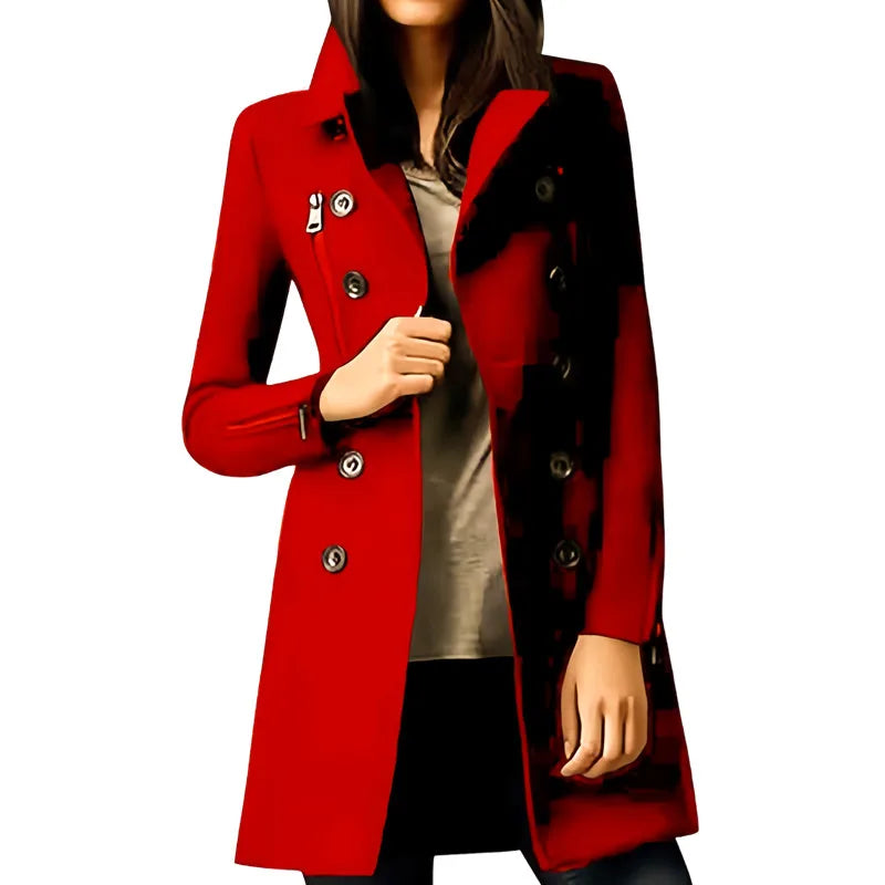 RVHSWDS – Trench-Coat Long Femme Double Boutonnage Doué de Doublure, Col Revers, Style Streetwear Hiver