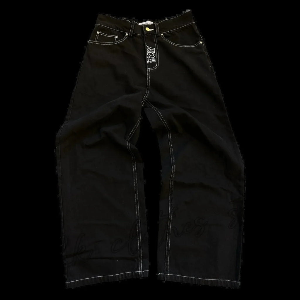 Jean Baggy Wide-Leg Homme Y2K – Imprimé Graphique Crâne Style Punk Hip Hop Streetwear