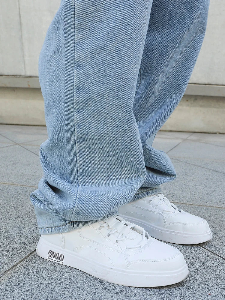 Spring Autumn Men Baggy Jeans Oversize Straight Loose Casual Denim Trousers Solid Color Streetwear Fashion Y2k Wide Leg Pants