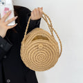 Round Straw Crossbody Bag Handmade Woven Shoulder Bag For Women Summer Beach Bag Bohemia Travel Small Handbag and Purse