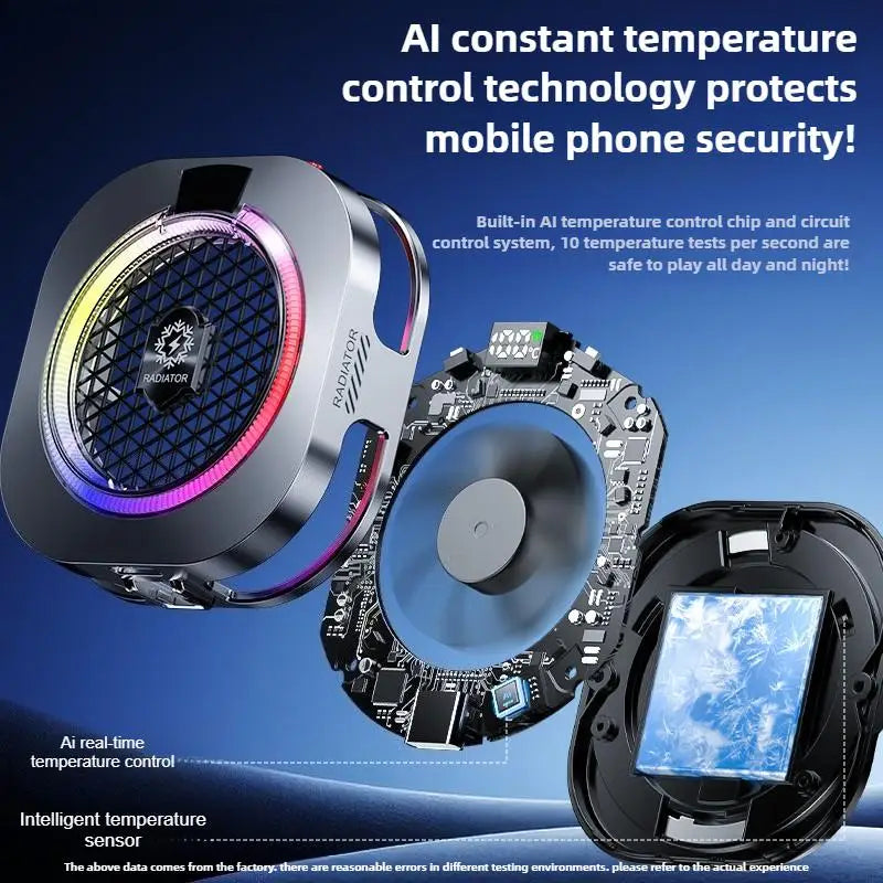 NEW TH16 Pro Mobile Cooler 24W Magnetic/Back-clip Ice Cooling Radiator Digital Display RGB Light Gaming Temperature Control