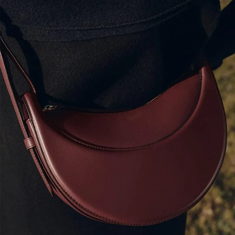 Women's crescent shoulder bag French fashion crossbody bag zipper