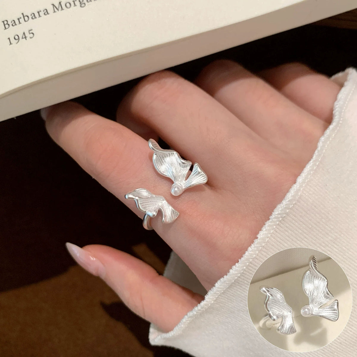 Bague Lotus en Argent Sterling 925 Femme – Texture Rétro & Ajustable | Cadeau Bijou