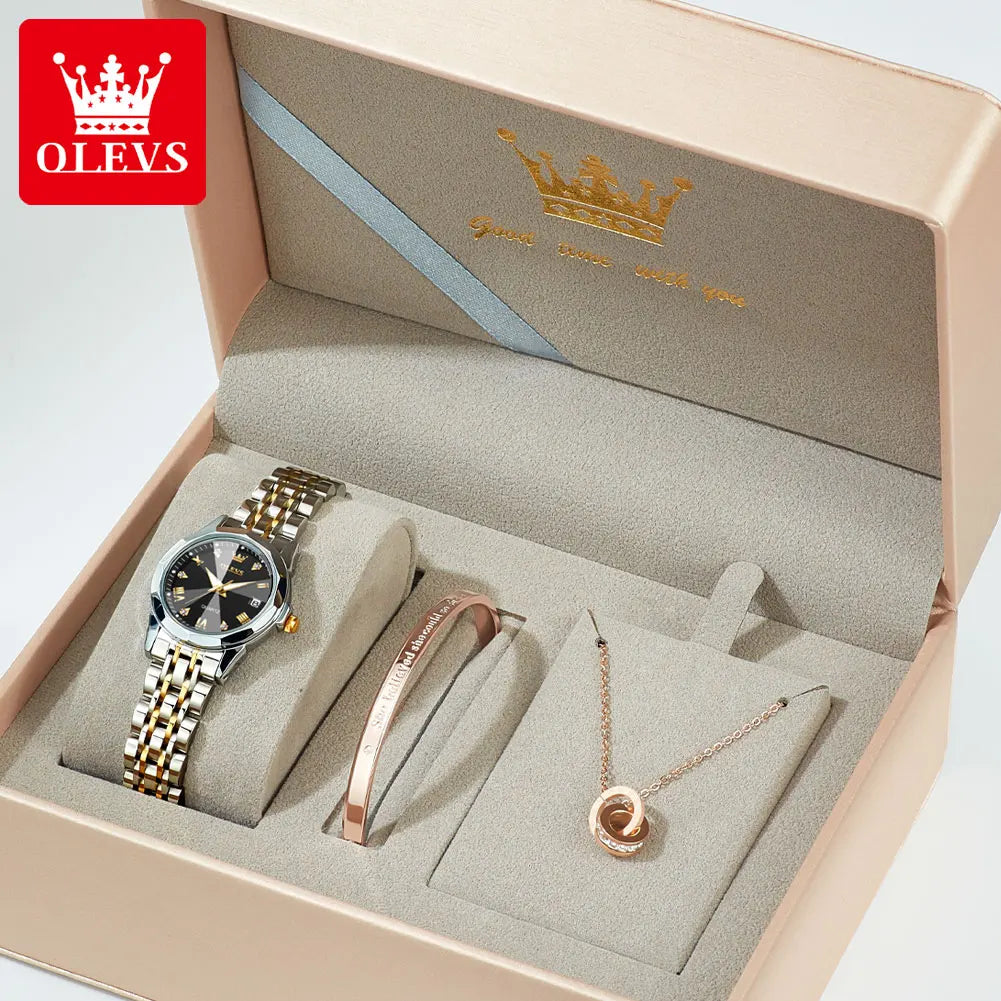 OLEVS 9931 Women's Watch Waterproof Luxury Diamond Quartz Watch For Women Roman Scale Calendar Luminous Elegant Woman Wristwatch